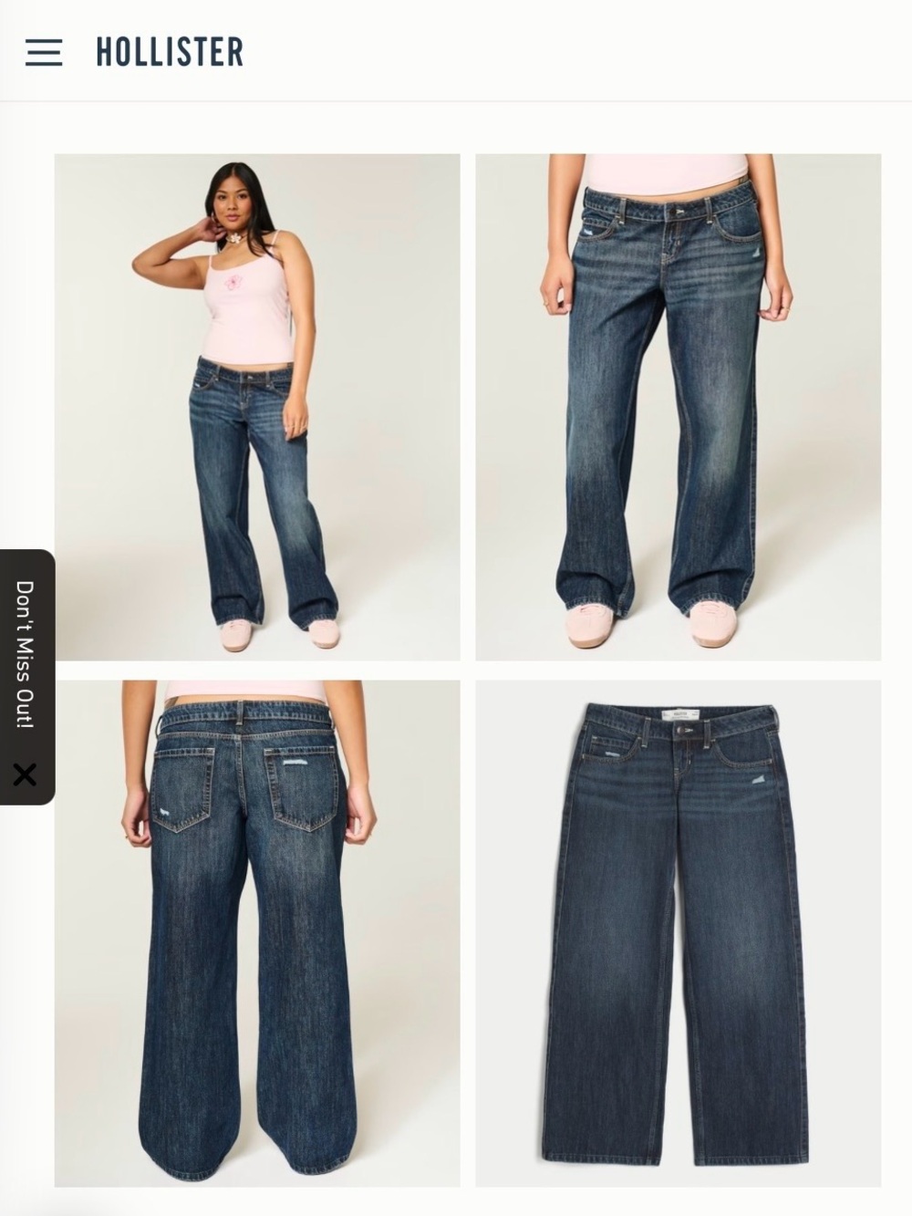 Hollister Ultra Low Rise Distressed Baggy Jeans